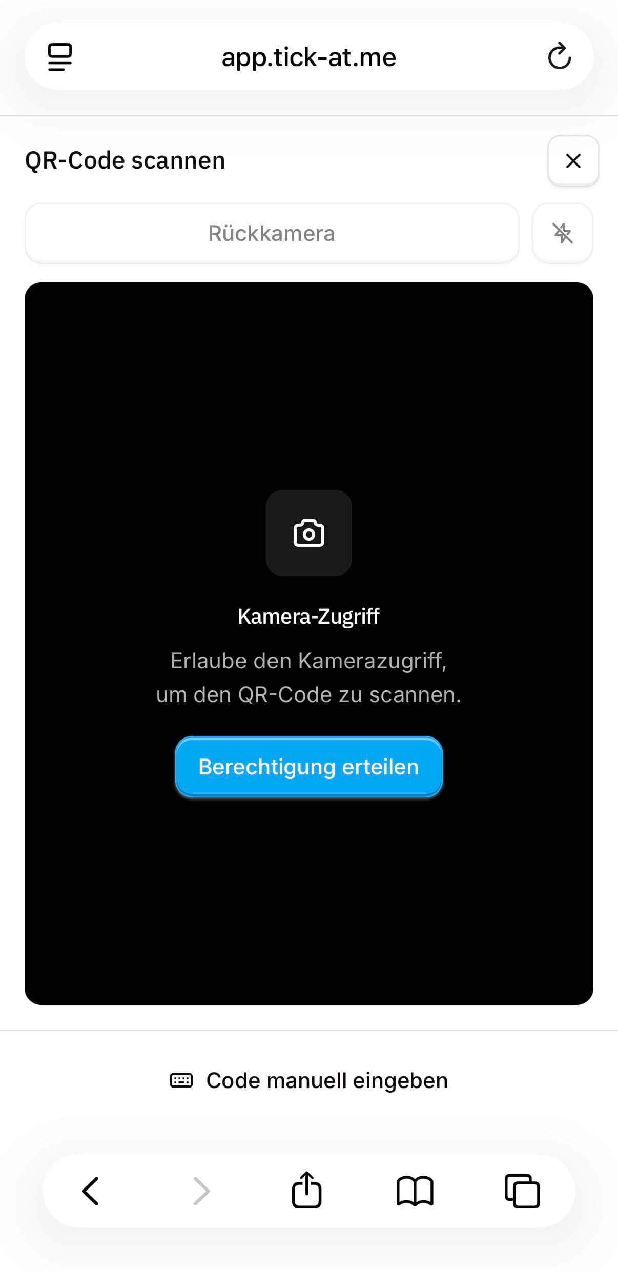 QR-Code-Scan-Ansicht im Browser